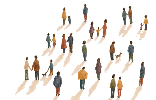 Il·lustració d’un grup de persones caminant